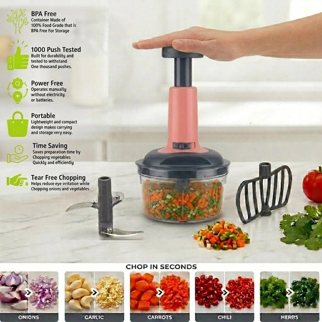Premium 650ml Quick-Push Vegetable Chopper & Cutter